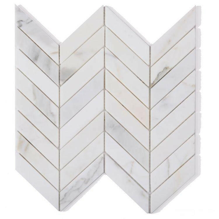Calacatta Gold Marble Polished 1.5x6 Chevron Mosaic Tile Calacatta Gold Marble Polished 1.5x6 Chevron Mosaic Tile - American Tile Depot