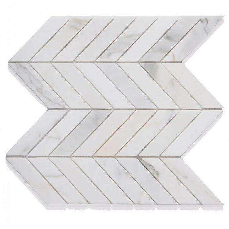 Calacatta Gold Marble Polished 1.5x6 Chevron Mosaic Tile Calacatta Gold Marble Polished 1.5x6 Chevron Mosaic Tile - American Tile Depot