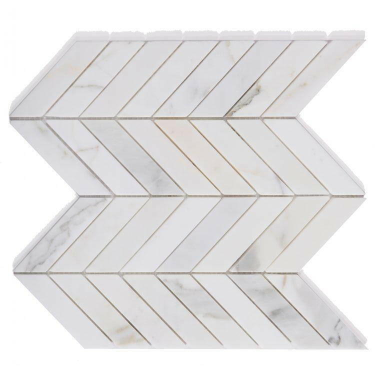 Calacatta Gold Marble Polished 1.5x6 Chevron Mosaic Tile Calacatta Gold Marble Polished 1.5x6 Chevron Mosaic Tile - American Tile Depot