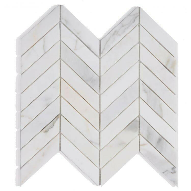 Calacatta Gold Marble Polished 1.5x6 Chevron Mosaic Tile Calacatta Gold Marble Polished 1.5x6 Chevron Mosaic Tile - American Tile Depot