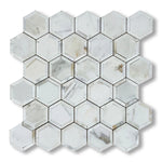 Calacatta Gold Marble Polished 2" Vortex Hexagon Mosaic Tile w/ Calacatta Gold Border - American Tile Depot