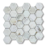 Calacatta Gold Marble Polished 2" Vortex Hexagon Mosaic Tile w/ Calacatta Gold Border - American Tile Depot