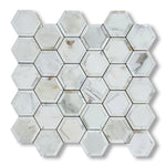 Calacatta Gold Marble Honed 2" Vortex Hexagon Mosaic Tile w/ Calacatta Gold Border - American Tile Depot