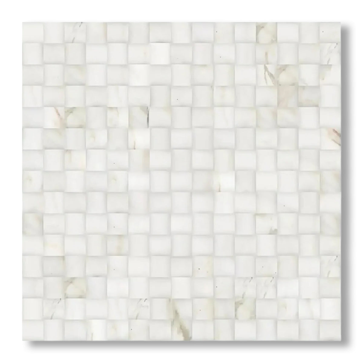 Calacatta Gold Marble Honed 3D Small Bread Mosaic Tile - American Tile Depot