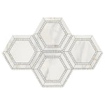 Calacatta Gold Marble Polished 5" Hexagon Combination Mosaic Tile w/ Calacatta Gold Border Calacatta Gold Marble Polished 5" Hexagon Combination Mosaic Tile w/ Calacatta Gold Border - American Tile Depot