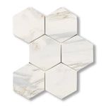 Calacatta Gold Marble Honed 5" Large Hexagon Mosaic Tile - American Tile Depot