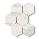 Calacatta Gold Marble Polished 5" Large Hexagon Mosaic Tile - American Tile Depot