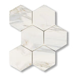 Calacatta Gold Marble Polished 5" Large Hexagon Mosaic Tile - American Tile Depot