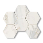 Calacatta Gold Marble Polished 5" Large Hexagon Mosaic Tile - American Tile Depot