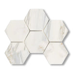 Calacatta Gold Marble Polished 5" Large Hexagon Mosaic Tile - American Tile Depot