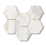 Calacatta Gold Marble Honed 5" Large Hexagon Mosaic Tile - American Tile Depot