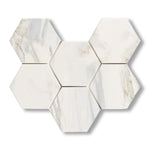 Calacatta Gold Marble Polished 5" Large Hexagon Mosaic Tile - American Tile Depot