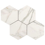 Calacatta Gold Marble Honed 6" Large Hexagon Mosaic Tile Calacatta Gold Marble Honed 6" Large Hexagon Mosaic Tile - American Tile Depot