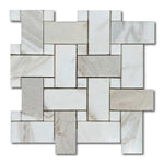 Calacatta Gold Marble Polished Large Basketweave Mosaic Tile w/ Calacatta Gold Dots Calacatta Gold Marble Polished Large Basketweave Mosaic Tile w/ Calacatta Gold Dots - American Tile Depot