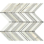 Calacatta Gold Marble Polished Large Chevron Mosaic Tile w/ Calacatta Marble Strips Calacatta Gold Marble Polished Large Chevron Mosaic Tile w/ Calacatta Marble Strips - American Tile Depot