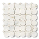 Calacatta Gold Marble Polished Octagon Mosaic Tile w/ Calacatta Gold Dots - American Tile Depot