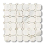 Calacatta Gold Marble Polished Octagon Mosaic Tile w/ Calacatta Gold Dots - American Tile Depot