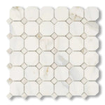 Calacatta Gold Marble Polished Octagon Mosaic Tile w/ Calacatta Gold Dots - American Tile Depot