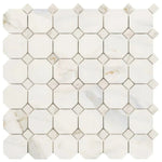 Calacatta Gold Marble Polished Octagon Mosaic Tile w/ Calacatta Gold Dots Calacatta Gold Marble Polished Octagon Mosaic Tile w/ Calacatta Gold Dots - American Tile Depot