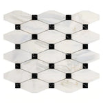 Calacatta Gold Marble Polished Octave Pattern Mosaic Tile w/ Black Dots Calacatta Gold Marble Polished Octave Pattern Mosaic Tile w/ Black Dots - American Tile Depot
