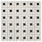 Calacatta Gold Marble Polished Pinwheel Mosaic Tile w/ Black Dots Calacatta Gold Marble Polished Pinwheel Mosaic Tile w/ Black Dots - American Tile Depot