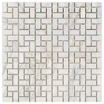 Calacatta Gold Marble Polished Pinwheel Mosaic Tile w/ Calacatta Gold Dots Calacatta Gold Marble Polished Pinwheel Mosaic Tile w/ Calacatta Gold Dots - American Tile Depot