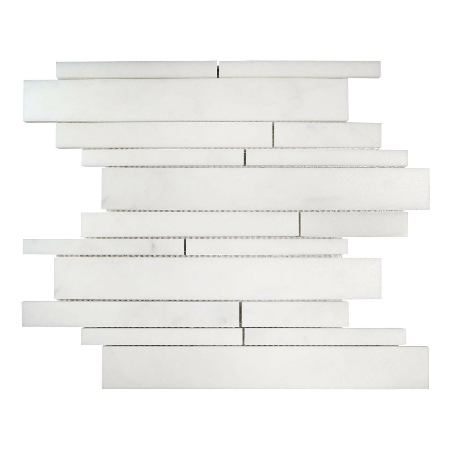 Calacatta Oliva Marble Honed Random Strip Mosaic Tile Calacatta Oliva Marble Honed Random Strip Mosaic Tile - American Tile Depot