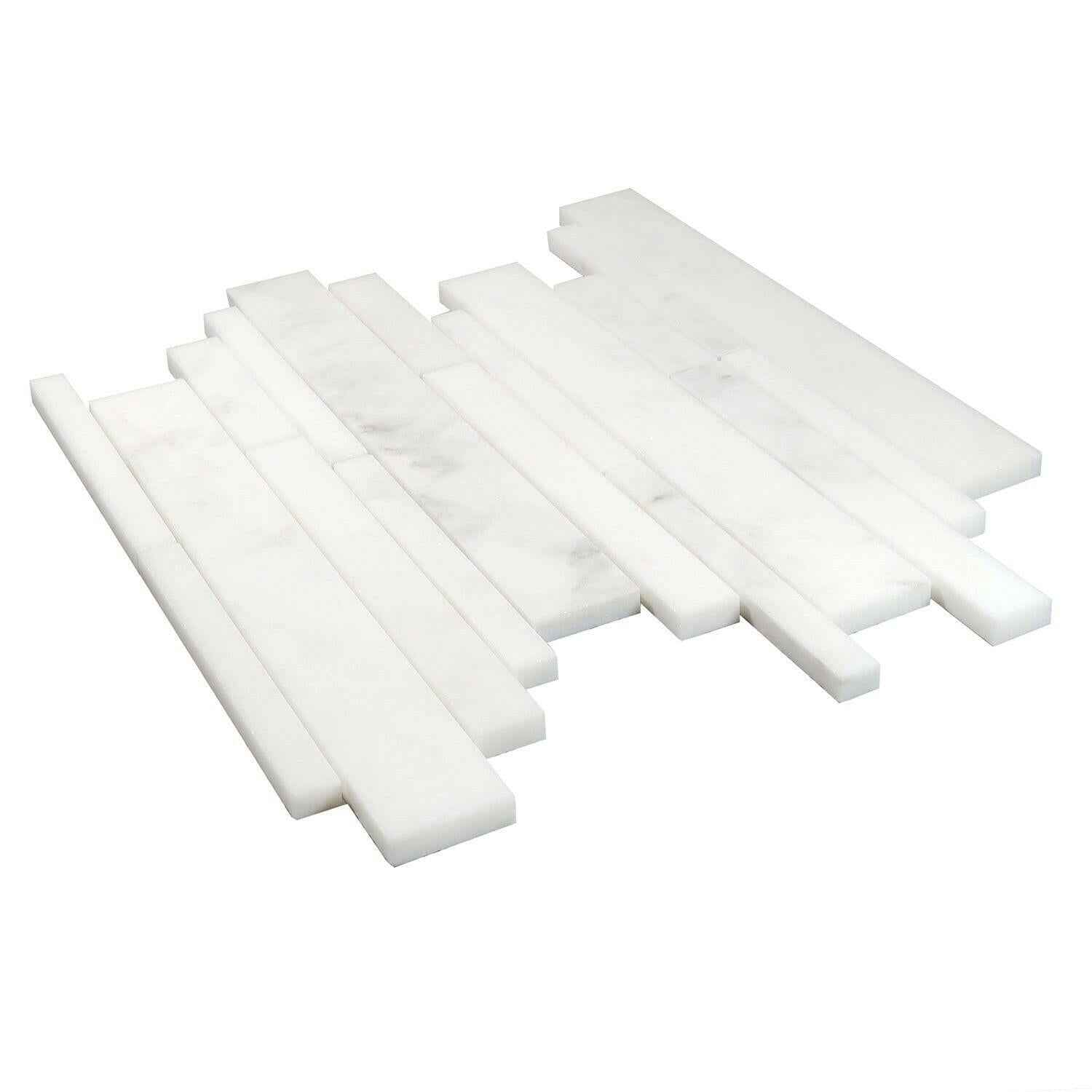 Calacatta Oliva Marble Polished Random Strip Mosaic Tile Calacatta Oliva Marble Polished Random Strip Mosaic Tile - American Tile Depot