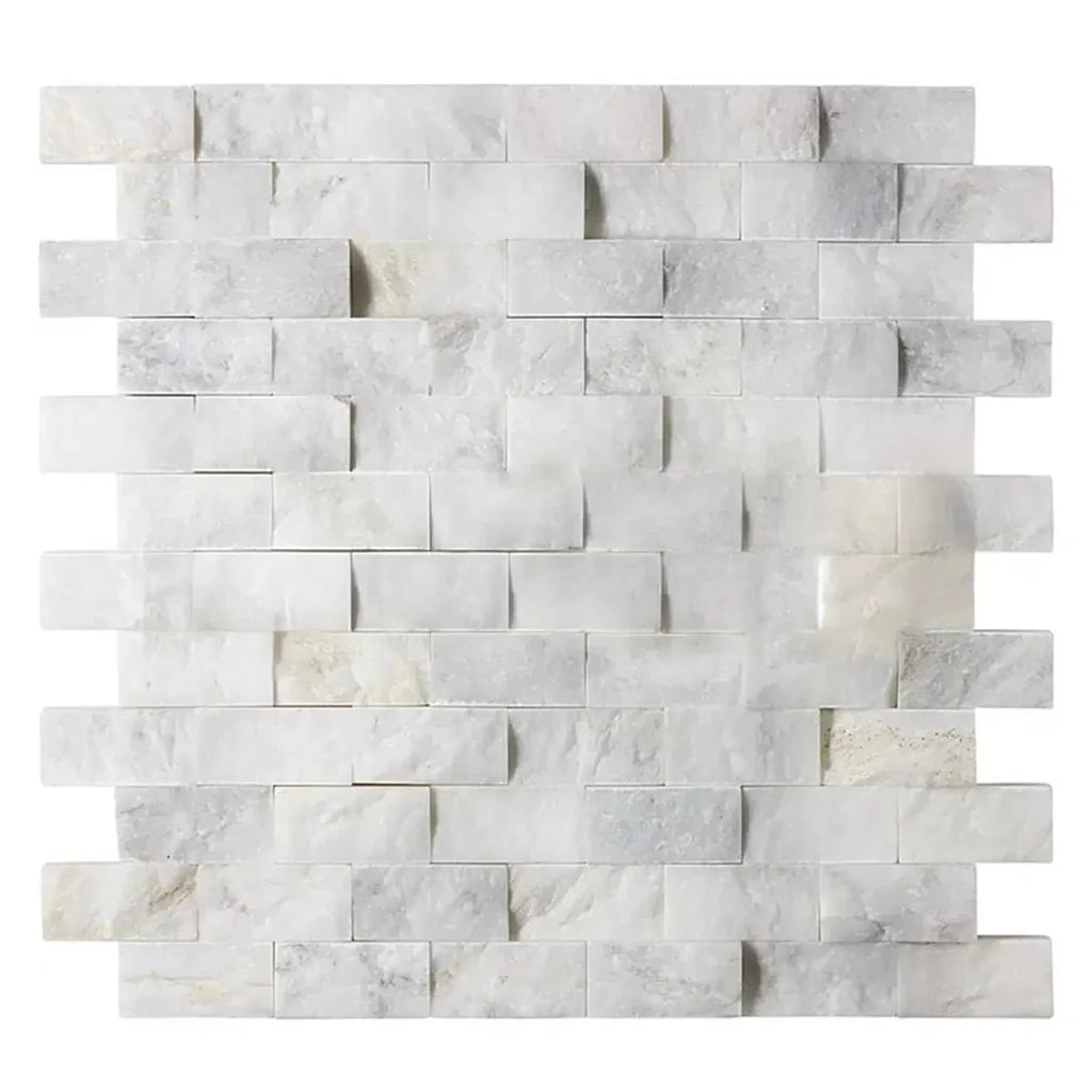1x2 Calacatta Gold Marble Split-Faced Mosaic Tile