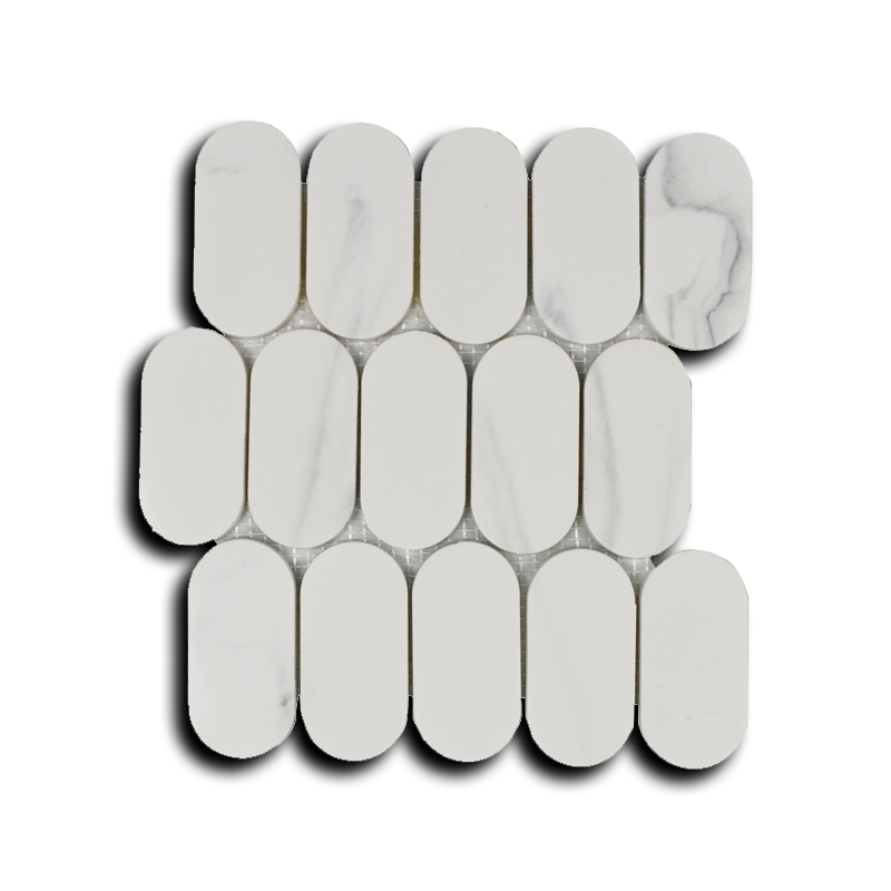 Mineralis Gray Oval Marble Mosaic Tile - American Tile Depot
