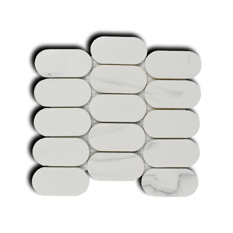 Mineralis Gray Oval Marble Mosaic Tile - American Tile Depot