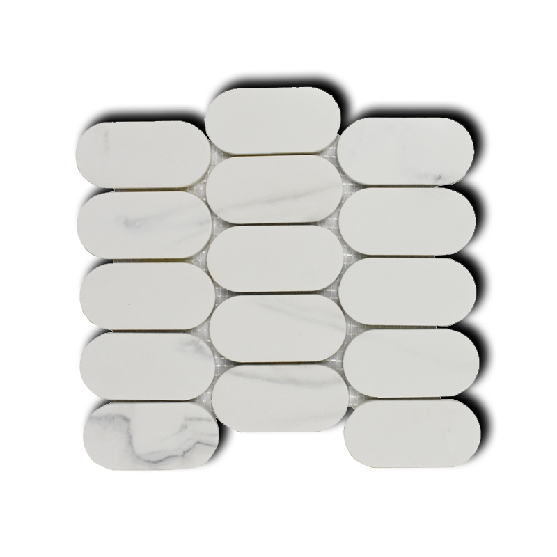 Mineralis Gray Oval Marble Mosaic Tile - American Tile Depot