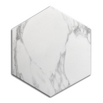 Campanili Carrara Matte Marble Look 13.5" Hexagon Porcelain Tile - American Tile Depot