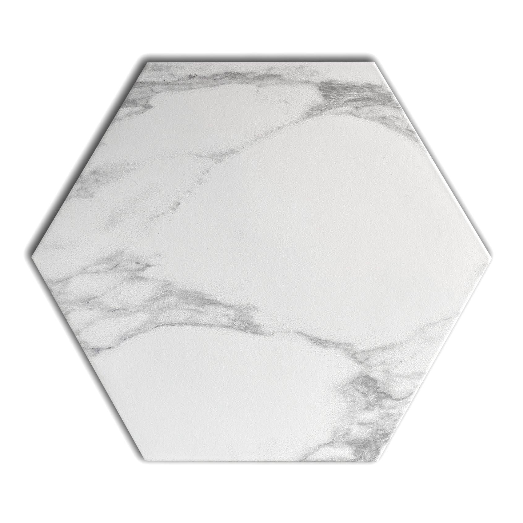 Campanili Carrara Matte Marble Look 13.5" Hexagon Porcelain Tile - American Tile Depot