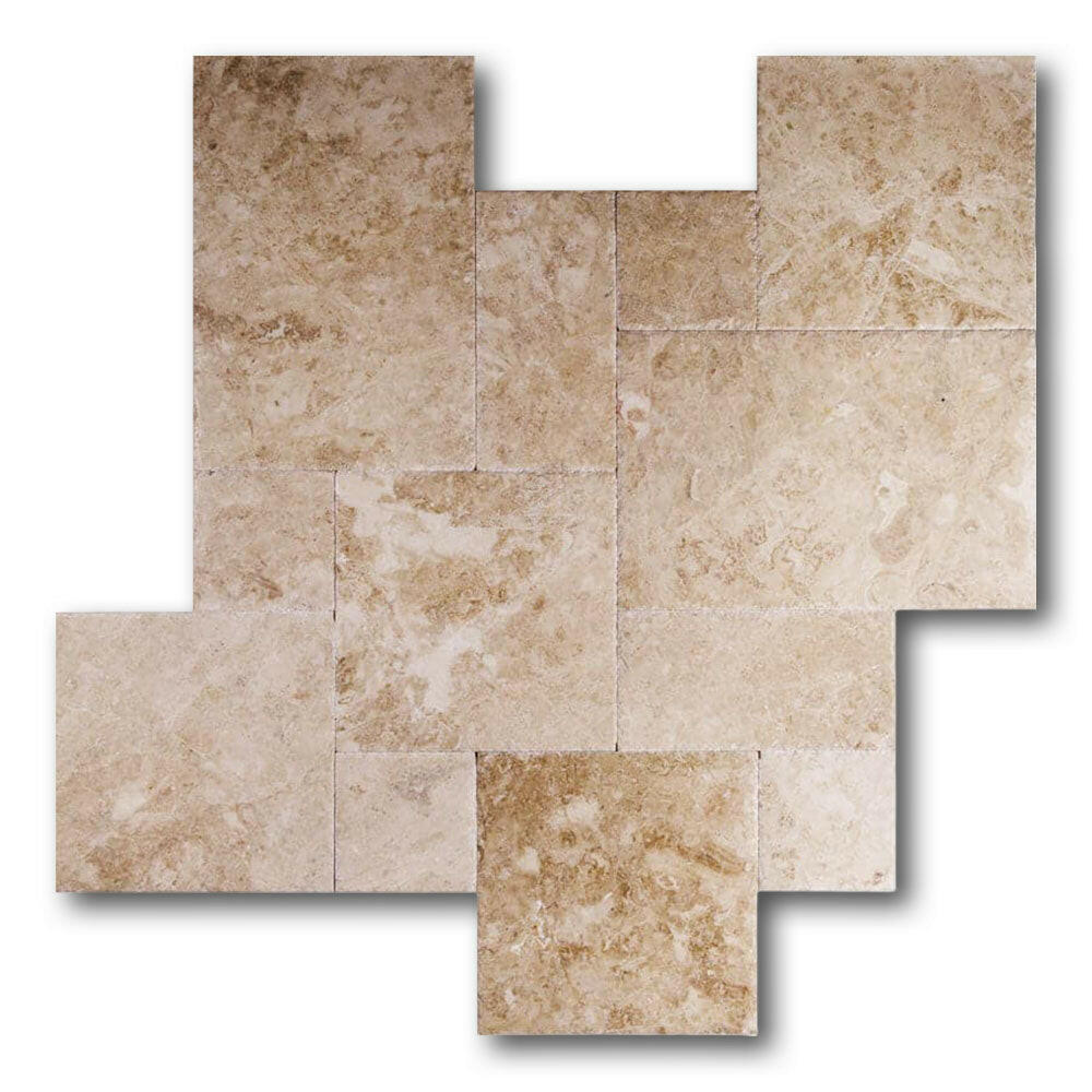 Cappuccino Marble Brushed & Chiseled French Pattern Tile Cappuccino Marble Brushed & Chiseled French Pattern Tile - American Tile Depot