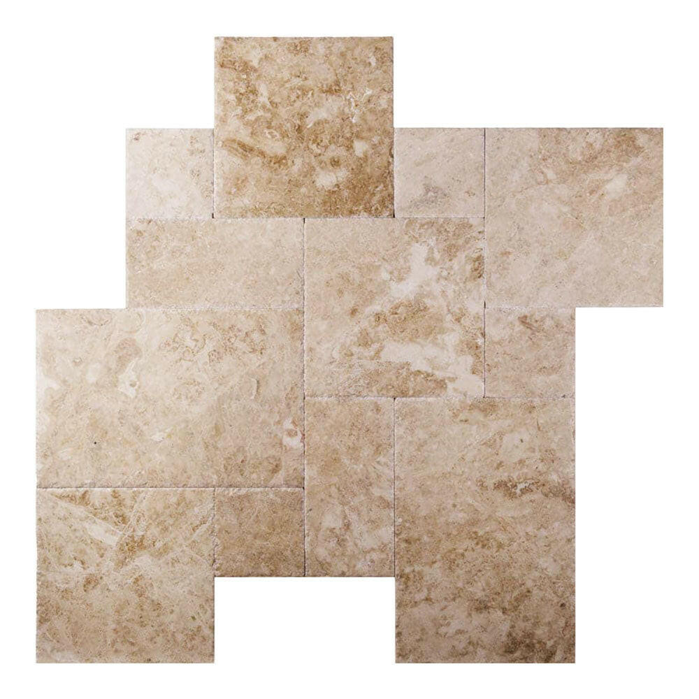 Cappuccino Marble Brushed & Chiseled French Pattern Tile Cappuccino Marble Brushed & Chiseled French Pattern Tile - American Tile Depot