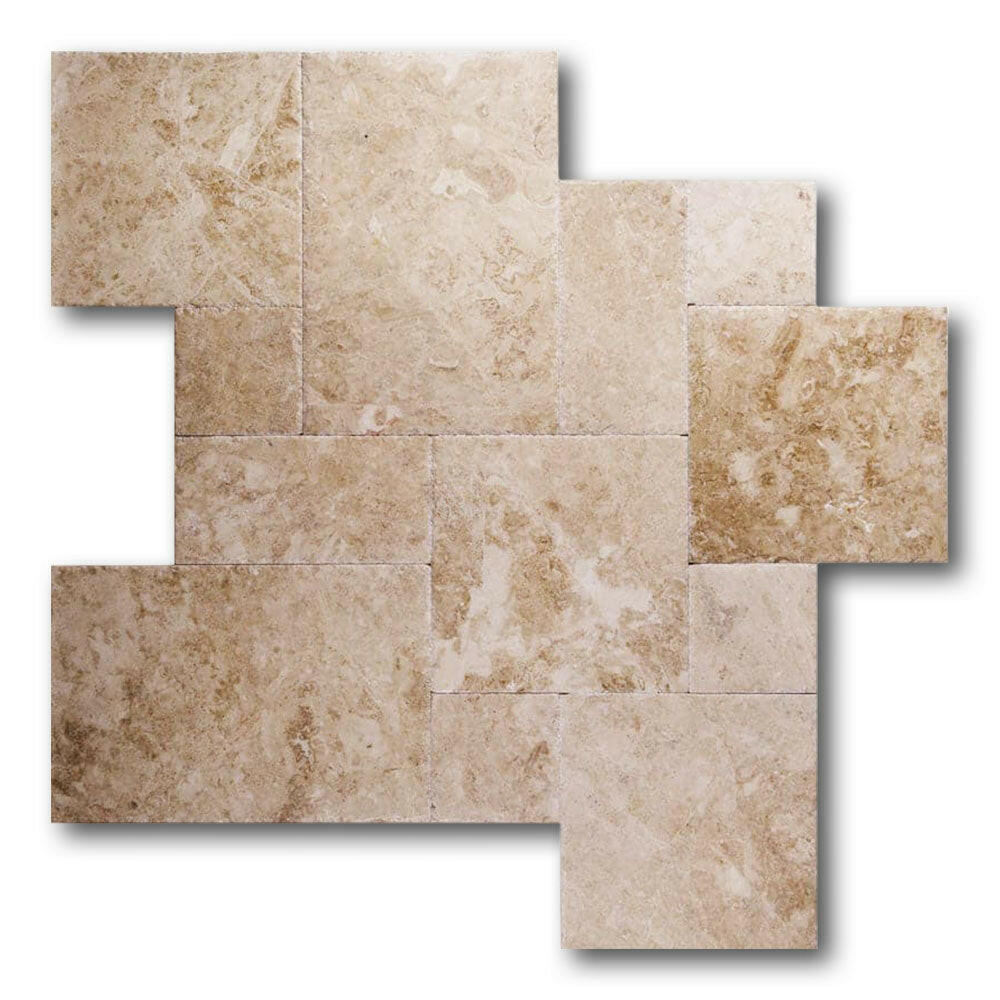 Cappuccino Marble Brushed & Chiseled French Pattern Tile Cappuccino Marble Brushed & Chiseled French Pattern Tile - American Tile Depot