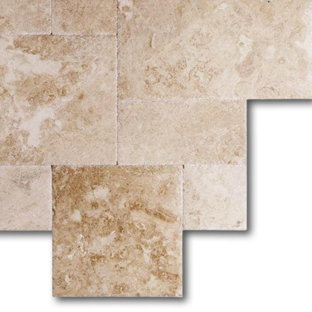 Cappuccino Marble Brushed & Chiseled French Pattern Tile Cappuccino Marble Brushed & Chiseled French Pattern Tile - American Tile Depot