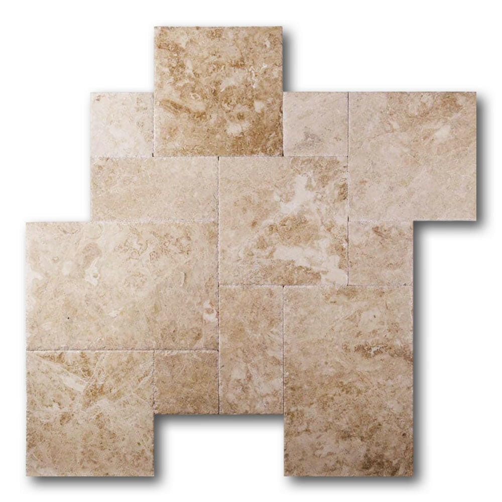 Cappuccino Marble Brushed & Chiseled French Pattern Tile Cappuccino Marble Brushed & Chiseled French Pattern Tile - American Tile Depot