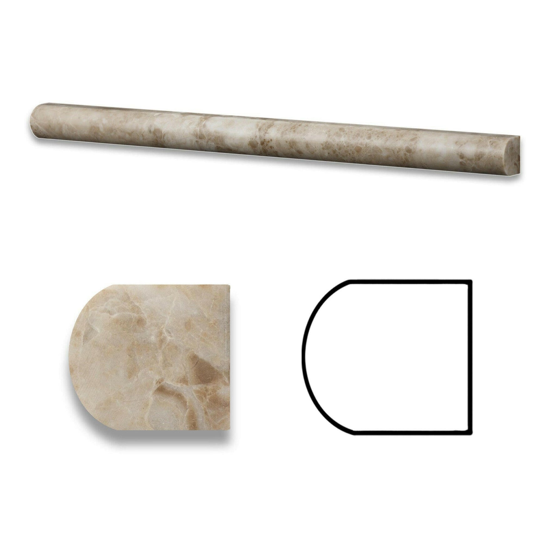 Cappuccino Marble Polished 3/4x12 Bullnose Liner Cappuccino Marble Polished 3/4x12 Bullnose Liner - American Tile Depot