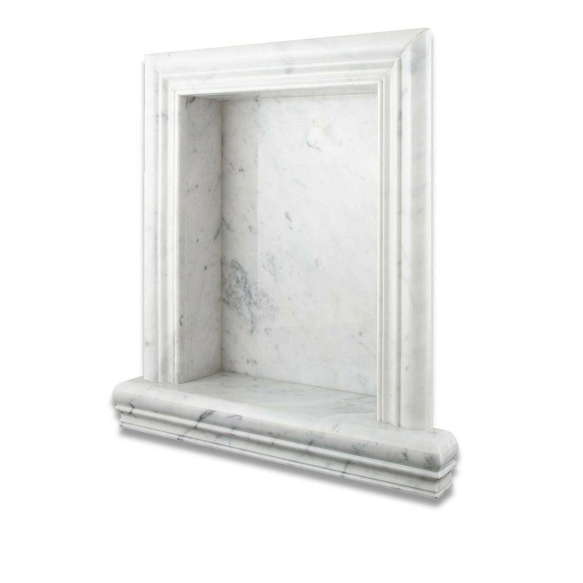 Carrara White Marble Hand-Made Custom Shampoo Niche / Shelf - LARGE - Polished Carrara White Marble Hand-Made Custom Shampoo Niche / Shelf - LARGE - Polished - American Tile Depot