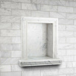 Carrara White Marble Hand-Made Custom Shampoo Niche / Shelf - LARGE - Polished Carrara White Marble Hand-Made Custom Shampoo Niche / Shelf - LARGE - Polished - American Tile Depot