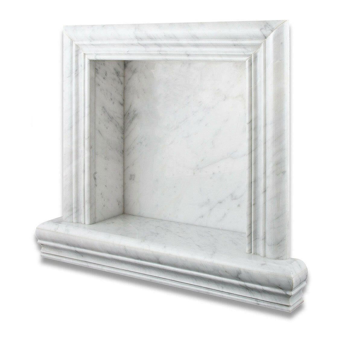 Carrara White Marble Hand-Made Custom Shampoo Niche / Shelf - SMALL - Polished Carrara White Marble Hand-Made Custom Shampoo Niche / Shelf - SMALL - Polished - American Tile Depot