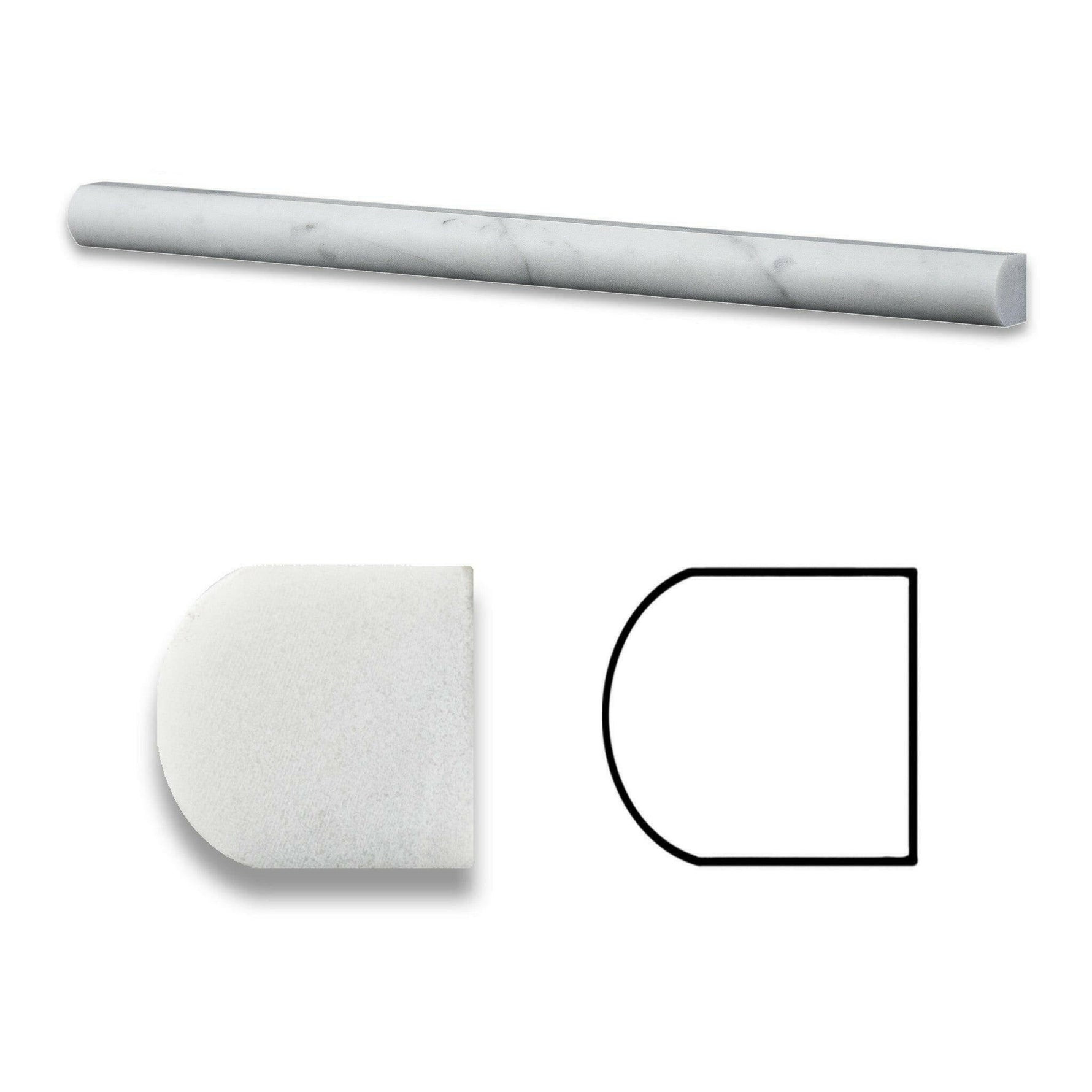 Carrara White Marble Honed 3/4x12 Bullnose Liner Carrara White Marble Honed 3/4x12 Bullnose Liner - American Tile Depot