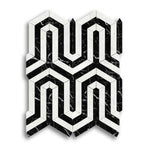 Carrara White Marble Polished Berlinetta Mosaic Tile w/ Black Strips - American Tile Depot