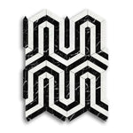 Carrara White Marble Honed Berlinetta Mosaic Tile w/ Black Strips - American Tile Depot
