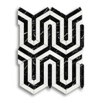 Carrara White Marble Polished Berlinetta Mosaic Tile w/ Black Strips - American Tile Depot