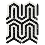 Carrara White Marble Honed Berlinetta Mosaic Tile w/ Black Strips Carrara White Marble Honed Berlinetta Mosaic Tile w/ Black Strips - American Tile Depot