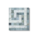 Carrara White Marble Honed Greek Key Border Corner w/ Blue-Gray Dots - American Tile Depot