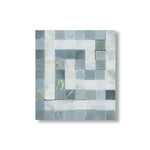 Carrara White Marble Honed Greek Key Border Corner w/ Blue-Gray Dots - American Tile Depot